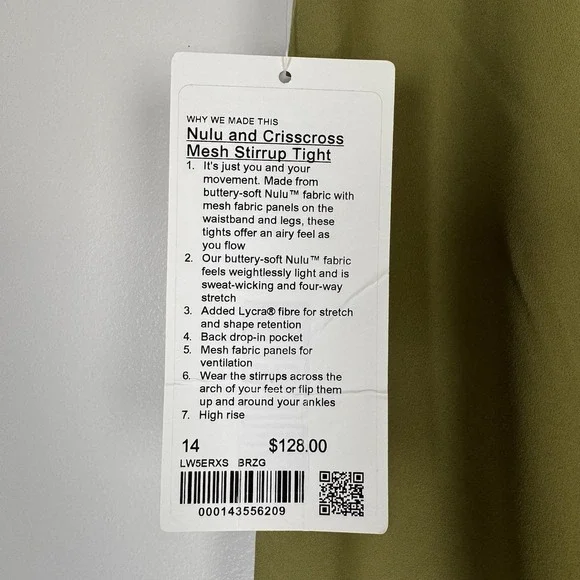 Lululemon Nulu and Crisscross Mesh Stirrup Tight Leggings BRZG Women 14 $128 New